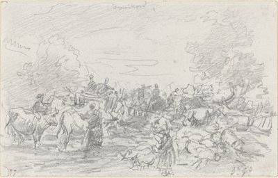 Rebanhos cruzando um riacho, 1877. de Eugene Louis Boudin