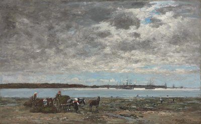 Colheita de algas, porto de Brest de Eugene Louis Boudin