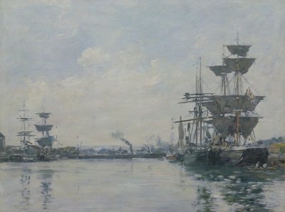 Le Havre, navios em uma bacia de Eugene Louis Boudin