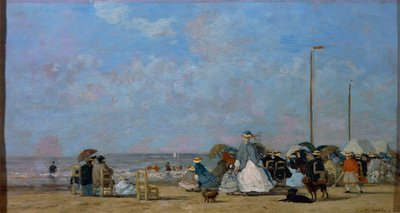 Na praia de Trouville, de Eugene Boudin, pintura de Eugene Louis Boudin