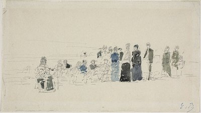 Anáguas na Praia (reto); Mulheres Bretãs na Praia (verso) de Eugene Louis Boudin