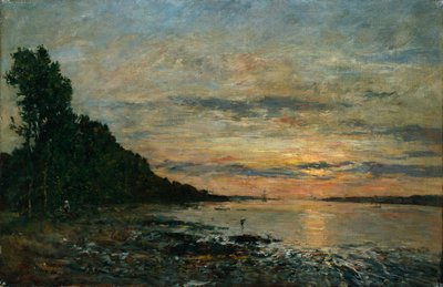 Plougastel, pôr do sol sobre o estuário, c.1870-73 de Eugene Louis Boudin