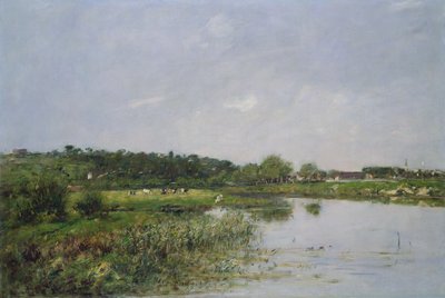 Riverside em La Touques, 1890 de Eugene Louis Boudin