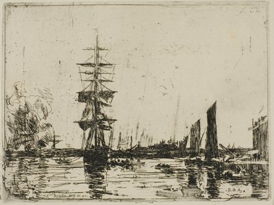 Seascape com barcos de Eugene Louis Boudin