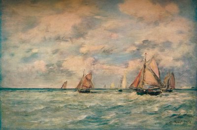 Saída Barques em Trouville, 1895, 1920. de Eugene Louis Boudin