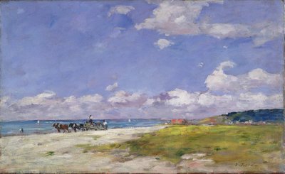 A praia em Trouville, c.1887-96 de Eugene Louis Boudin