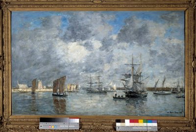 A Pintura do Porto de Carnaret de Eugene Louis Boudin (1824-1898). 1872. Dim. 0,55 x 0,89 m. Paris, Musee d