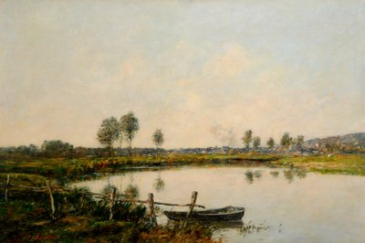 The Water Meadows em Deauville, França (óleo sobre tela) de Eugene Louis Boudin
