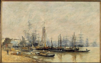 O porto de Bordeaux Vessel no Garonne. Pintura de Eugene Louis Boudin (1824-1898) 1874 Sol. 0,41x0,65 m Paris, musee d