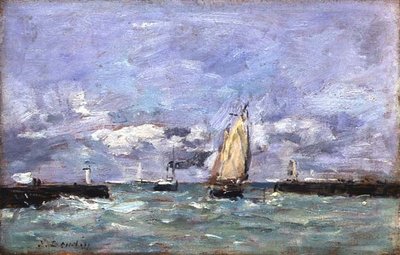 Trouville, c.1885-90 (óleo sobre painel) de Eugene Louis Boudin