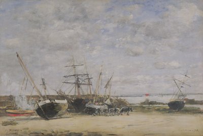 Vasos e Cavalos no Litoral de Eugene Louis Boudin