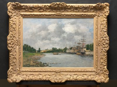 Vista do porto de Saint-Valéry-sur-Somme de Eugene Louis Boudin
