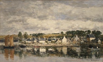 Aldeia à beira de um rio, provavelmente em 1867. de Eugene Louis Boudin