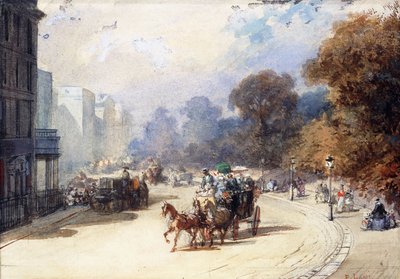 Uma carruagem em Hyde Park Corner, Londres de Eugene Louis Lami