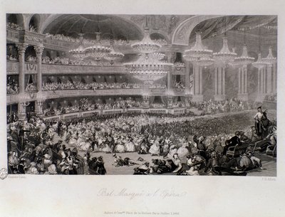 Máscara de bola organizada na Ópera de Paris. Gravura de Eugene Louis Lami (1800-1890) 1843 Coleção particular de Eugene Louis Lami