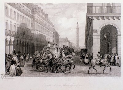 Cortejo de um embaixador na Place de la Bourse na sua chegada a Paris. Gravura de Eugene Louis Lami (1800-1890) 1843 Coleção particular de Eugene Louis Lami