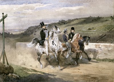 Horace Vernet e seus filhos no país de Eugene Louis Lami