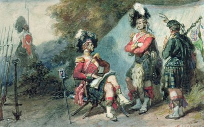 Oficiais dos 79 Highlanders no Chobham Camp em 1853 de Eugene Louis Lami