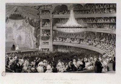A ovação de um actor durante uma actuação no Theatre des Italians em Paris. Gravura de Eugene Louis Lami (1800-1890) 1843 Coleção particular de Eugene Louis Lami