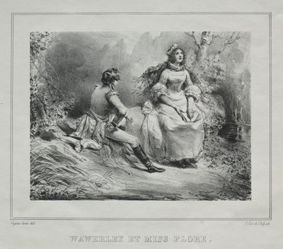 Vistas pitorescas da Escócia: Waverly e Miss Flora de Eugene-Louis Lami