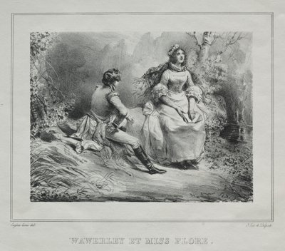 Vistas pitorescas da Escócia: Waverly e Miss Flora, 1825-1828. de Eugene Louis Lami