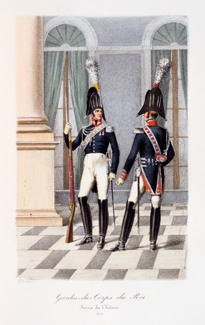 Guarda-costas do rei, serviço do castelo, 1814 de Eugene Titeux