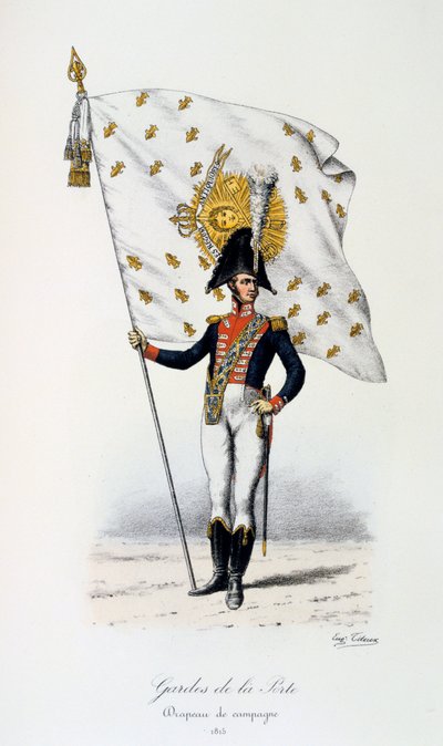 Guardas do portão, bandeira da campanha, 1815 de Eugene Titeux