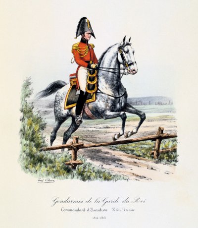 Gendarmes da guarda do rei, comandante de esquadrão, equipamento pequeno, 1814-15 de Eugene Titeux