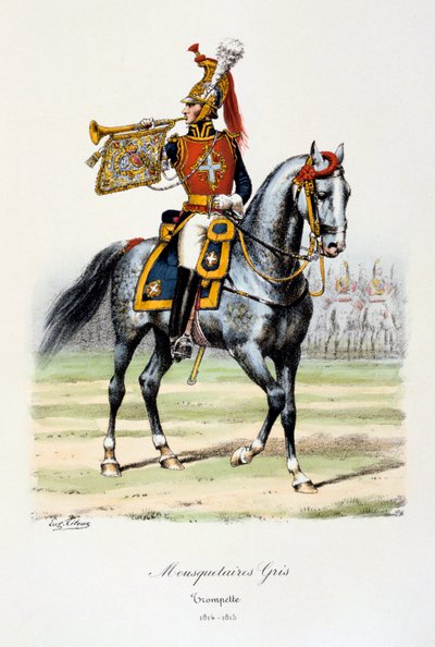 Mosqueteiros cinzentos, trompetista, 1814-15 de Eugene Titeux