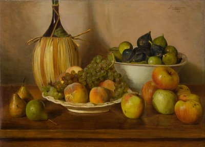 Natureza morta com frutas (pintura a óleo sobre tela) de Eugenio De Giacomi