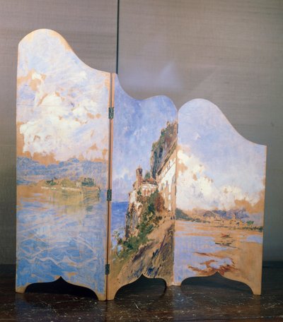 Três vistas do Lago Maggiore: Isola Bella, Santa Caterina del Sasso, Isola dei Pescatori de Eugenio Gignous