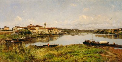 Vista de Sesto Circalende, c.1885 (óleo sobre tela) de Eugenio Gignous