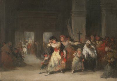 Interior da Igreja, c.1860-66 (óleo sobre folha de flandres) de Eugenio Lucas Velázquez
