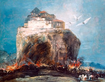 Cidade na rocha, c1878-1918 de Eugenio Lucas Villamil
