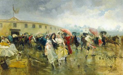 Fora da Plaza de Toros, Madri, 1897 de Eugenio Lucas Villamil