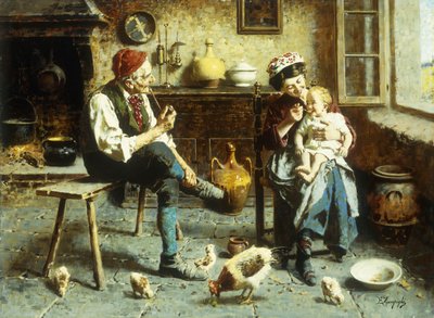 A Família Feliz (óleo sobre tela) de Eugenio Zampighi