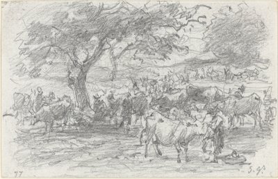 Pastores e Gado de Eugène Boudin