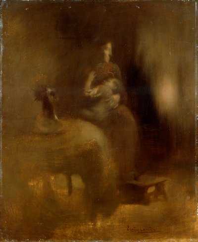 Mulher com um bebê no colo, década de 1890. de Eugène Carrière
