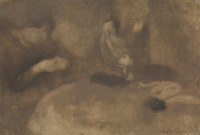 Mulheres Costurando em uma Mesa, ca. 1894-96. de Eugène Carrière
