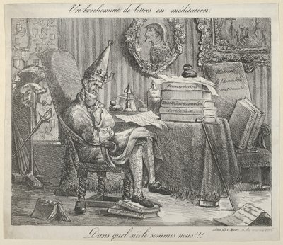 Um companheiro literário meditando, 1821., 1821. de Eugène Delacroix
