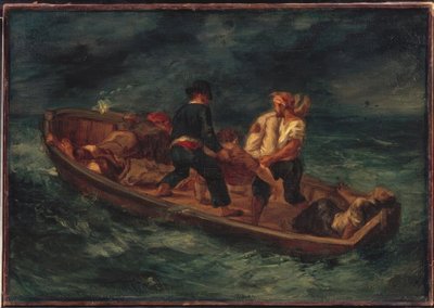 Barco com náufragos de Ferdinand Victor Eugene Delacroix