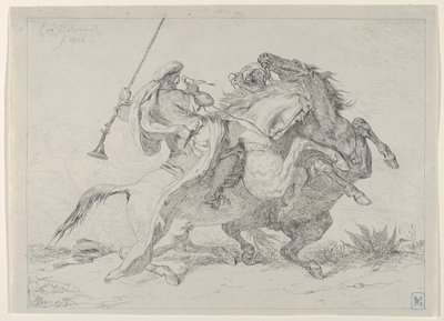 Colisão de Cavaleiros Mouros, 1834., 1834. de Eugène Delacroix