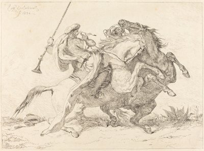 Encontro dos Cavaleiros Mouros (Rencontre de Cavaliers Maures) de Eugène Delacroix