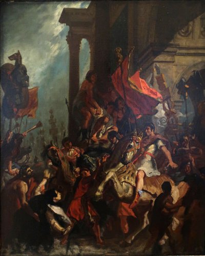 Francês:  La justice de Trajan A justiça de Trajano de Eugène Delacroix