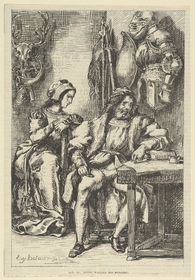 Goetz von Berlichingen escrevendo suas memórias, depois de 1845., depois de 1845. de Eugène Delacroix