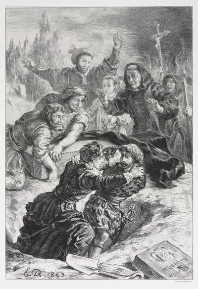Hamlet: Hamlet e Laertes no Túmulo de Ofélia de Eugène Delacroix