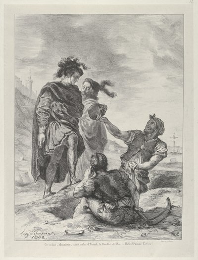 Hamlet e Horatio antes de The Gravediggers, 1843., 1843. de Eugène Delacroix