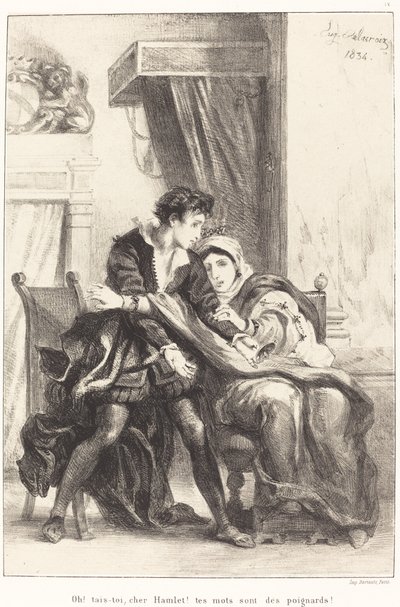 Hamlet e a Rainha (Ato III, Cena IV) de Eugène Delacroix