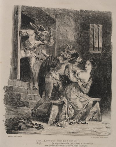 Ilustrações para Fausto: Fausto na prisão de Marguerite de Eugène Delacroix