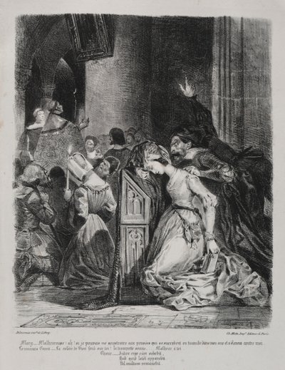 Ilustrações para Fausto: Marguerite na igreja de Eugène Delacroix